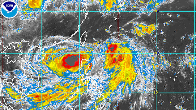 Imagem de satlite mostra a tempestade tropical Danas, tambm chamada localmente de Falcon, na regio das Filipinas. Crdito: Noaa 