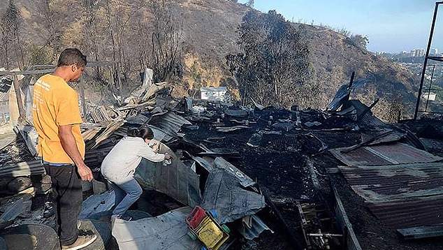 Regio de Valparaso foi atingida por graves incndios no ltimos dia 25. Crdito: Foto divulgada pelo twitter @mariosoliscid