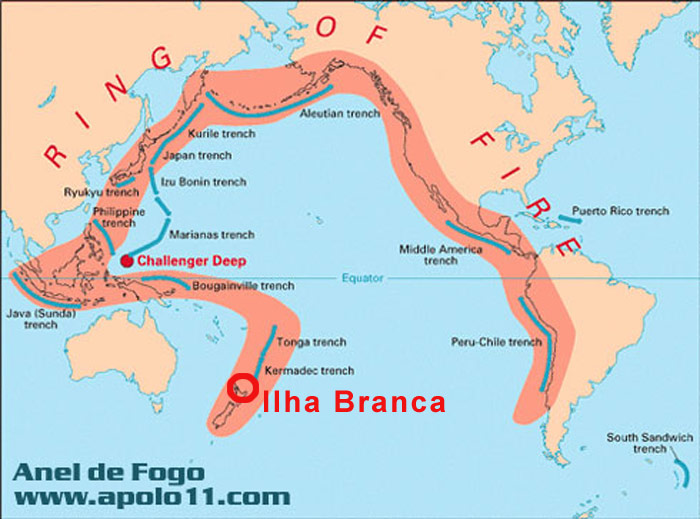 O Anel de Fogo  uma estreita faixa de intensa atividade ssmica e vulcnica situado nas bordas da Bacia do Oceano Pacfico.