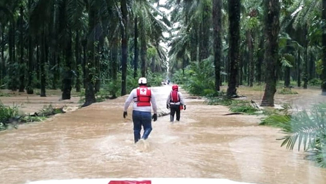 Chegada de Eta causou graves inundaes em Honduras. Crdito: Imagem divulgada pelo twitter da Cruz Vermelha de Honduras @Cruzrojahon