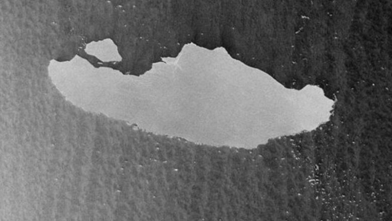 Imagem de satlite capturada pelo Sentinel-1 da Agncia Espacial Europeia mostra o rompimento do A68-C. Crdito:ESA.