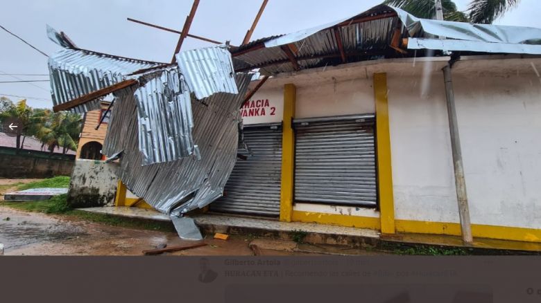 Assim amanheceu Bilwi, na Nicaragu. A aproximao de Eta provoca ventos intensos desde cedo na regio. Crdito: Imagem divulgada pelo twitter @gilbertoartola