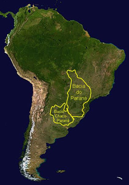 Abrangncia da Bacia do Paran no Brasil. Crdito: Wikipdia, domnio pblico.