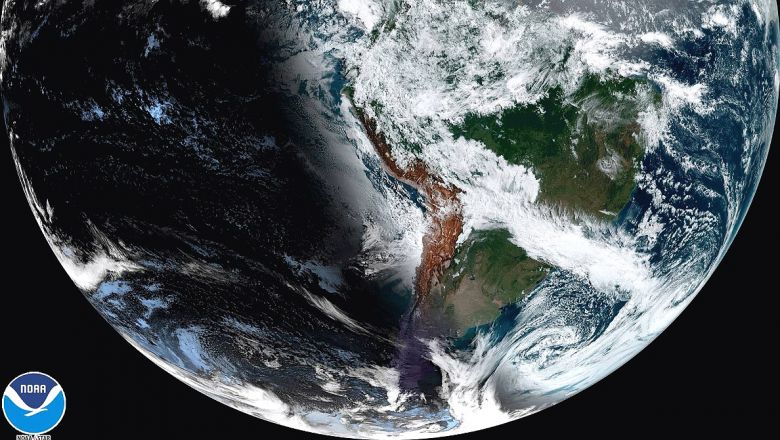Imagem de satlite destaca o grande ciclone extratropical formado sobre o Atlntico, ao largo do Sul do Brasil e da Argentina, no dia 12 de maio. Crdito: GOES-EAST/NOAA/Apolo11.com