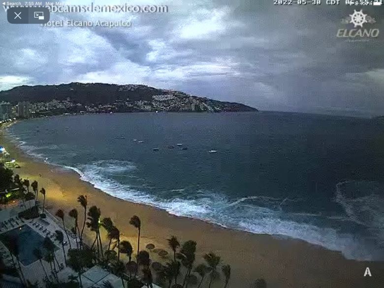Webcam mostra o litoral de Acapulco, no estado de Guerrero, quando o furaco Agatha se aproximava nesta segunda-feira. Crdito: Divulgao twitter webcams de Mxico/@MEweathergeorge