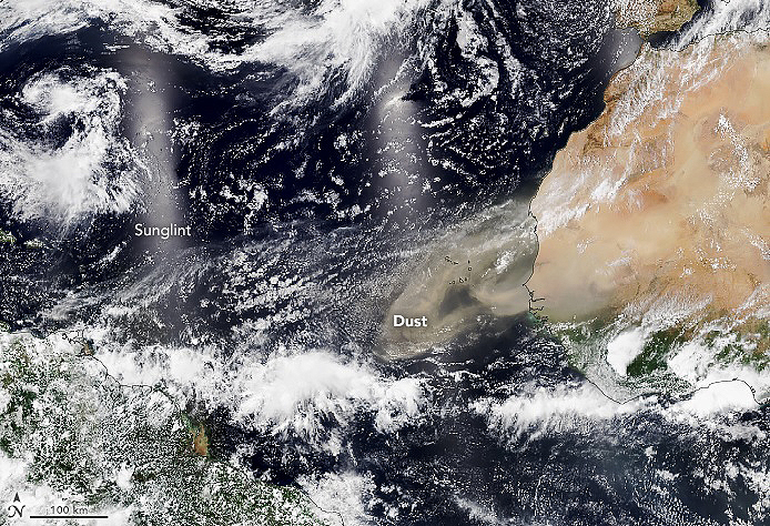 Poeira do Saara capturada em 3 de junho pelo NOAA-20. Crdito: NOAA/NASA