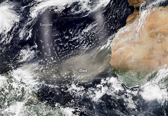 Poeira do Saara capturada em 5 de junho pelo NOAA-20. Crdito: NOAA/NASA
