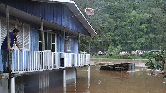 Muum, no Vale do Taquari, enfrenta pior enchente da histria da cidade. Crdito: Divulgao Prefeitura de Muum  