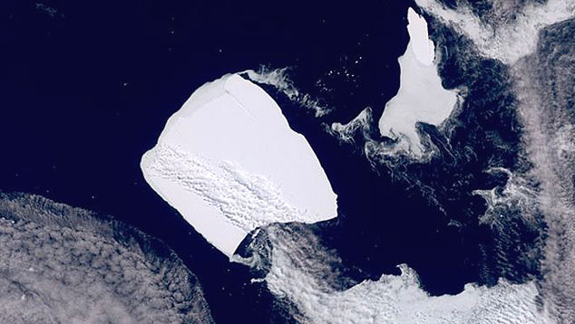 Iceberg A23a capturado em 24 de novembro de 2023 no Mar de Weddell, na Antrtida. Crdito: Copernicus Sentinel-3/ESA