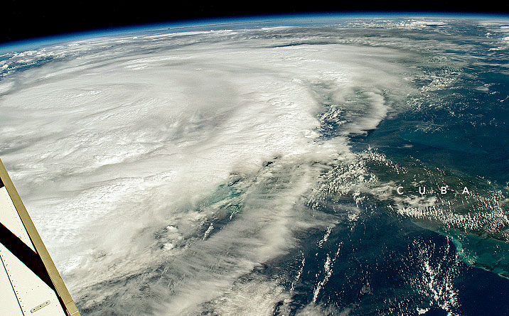 Imagem do furaco Idalia capturada a partir da Estao Espacial Internacional em 29 de agosto de 2023. Crdito: Earth Observatory/NASA 