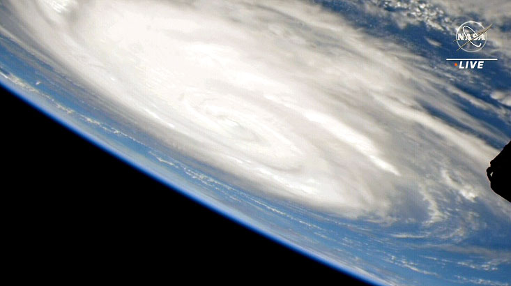Imagem do furaco Idalia sobre o Golfo do Mxico em 29 de agosto de 2023, visto  bordo da Estao Espacial Internacional. Crdito: NASA 