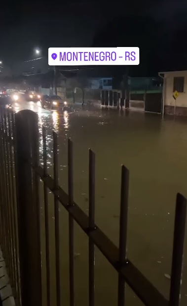 Chuva forte acumulou 60 mm em uma hora em Montenegro no sbado. Crdito: divulgao via Instagram @baroclimameteorologia