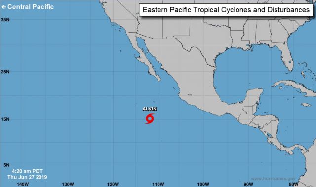 Alvin é a primeira tempestade tropical a se formar no Pacífico oriental na temporada 2019.