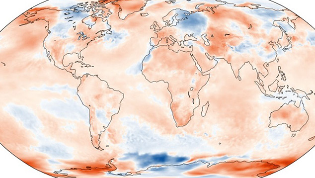 Anomalia da temperatura do ar da superfície de julho de 2019 em relação à média de julho no período 1981-2010. Crédito: ECMWF, Copernicus Climate Change Service.