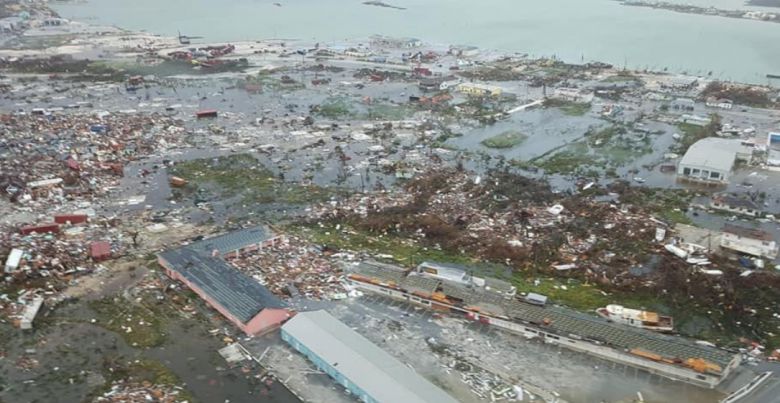 Imagem aérea da Ilha Abaco, nas Bahamas, que sofreu grande destruição com a passagem do furacão Dorian. Foto divulgada no twitter @julmisjames