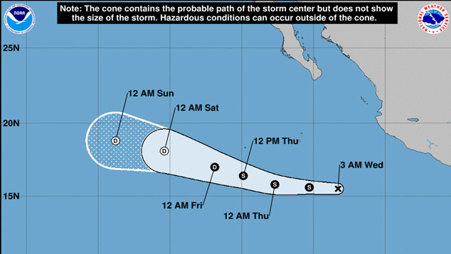 Veja como a depress�o tropical ONE-E deve evoluir nas pr�ximas horas.  