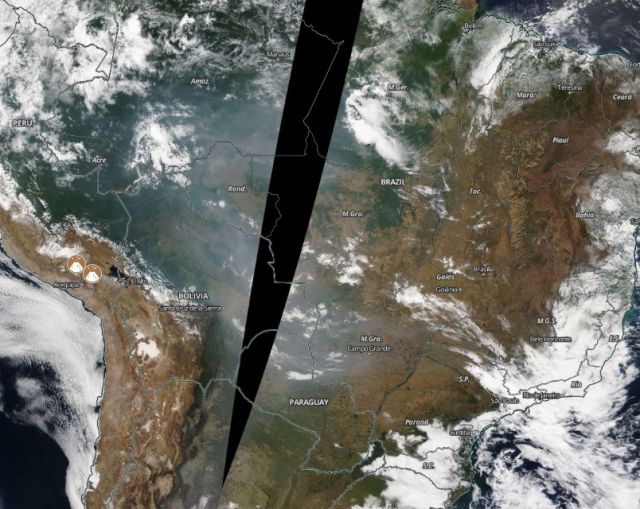 Imagem de satélite dia 23 de agosto. Crédito: Wordview NASA.