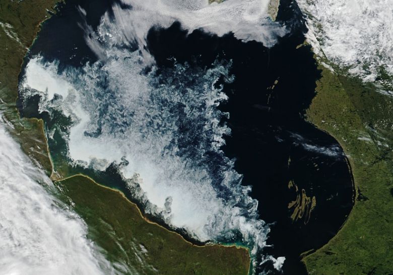 Imagem de satélite da Baía de Hudson em 13 de julho de 2020. Crédito: NASA
