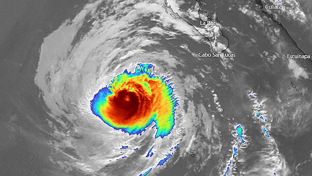 Imagem de satélite mostra a formação do furacão Elida ao sudoeste da ponta sul da Baixa Califórnia, território mexicano. Crédito: Windy/EUMETSAT 