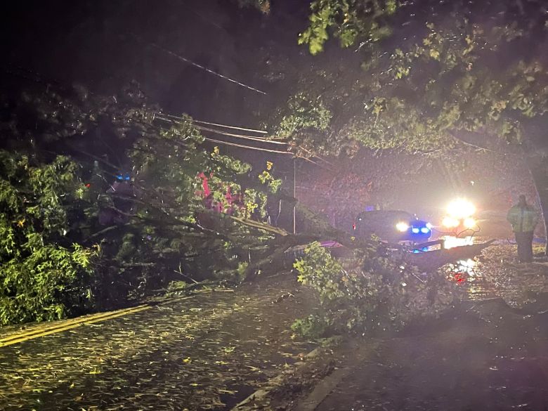 In�meras �rvores ca�ram em Boston com uma tempestade e ventos intensos na noite da ter�a-feira, dia 26. Cr�dito: Imagem divulgada pelo twitter @KatNBCBoston 