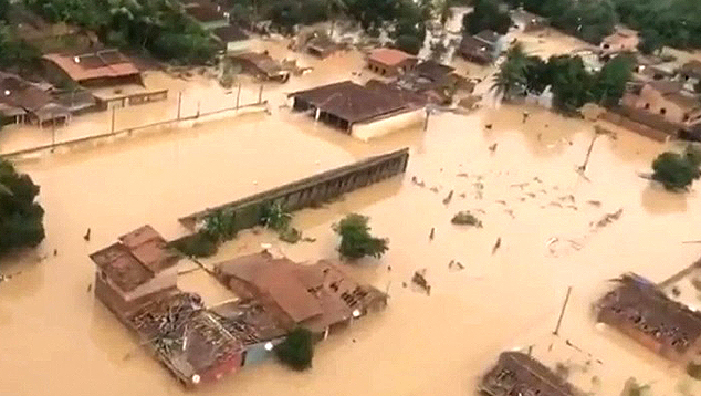 Pelo menos 24 municípios na Bahia estão em situação de emergência, em razão dos temporais provocados durante a formação da tempestade subtropical Ubá. Crédito: Divulgação PMBA