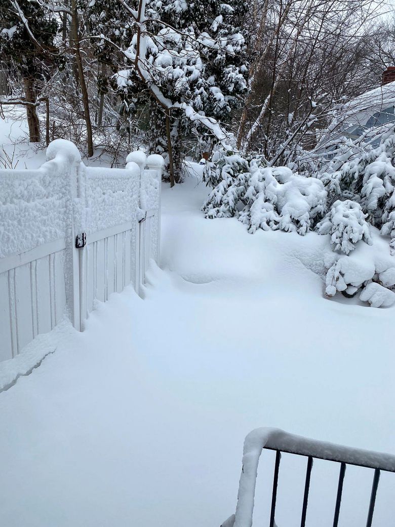 Moradias em Cresskill, em Bergen, em Nova Jersey, foram tomadas pela neve. Cr�dito: Foto MLGM, cortesia para o Painel Global. 