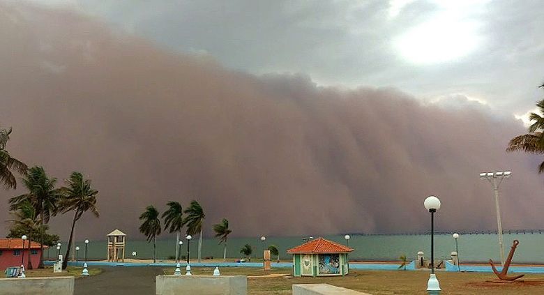 Grande tempestade de areia avan�a por Pereira Barreto no dia primeiro de outubro. Cr�dito: Imagem divulgada por morador da regi�o Moacir da Silva. 