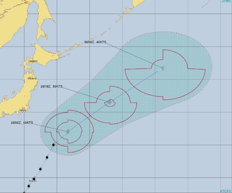 Trajeto estimado para Malou. Crdito: JTWC