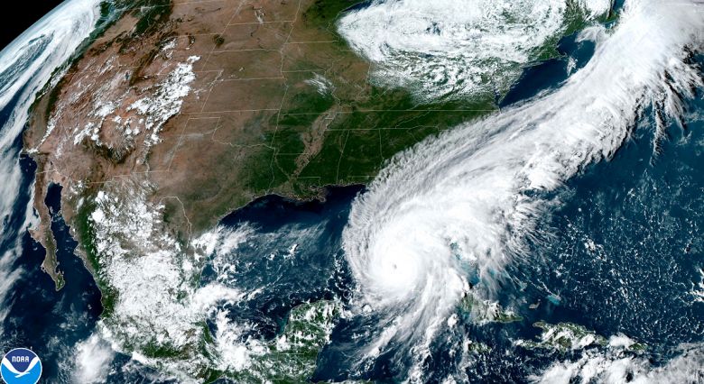 Imagem do grande furaco Ian cobrindo a Pennsula da Flrida em 27 de setembro de 2022. Foi o furaco mais arrasador que j atingiu a costa oeste da regio. Crdito: NOAA 