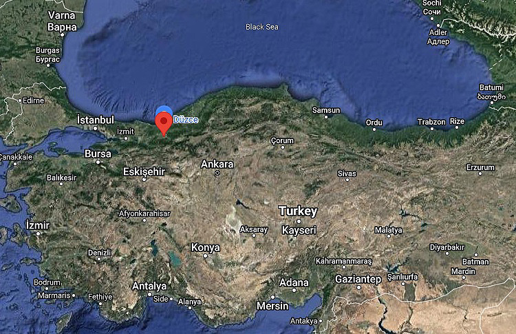 Mapa mostra a localizao de Duzce, Istambul e Ancara, regies da Turquia atingidas pelo terremoto da madrugada. Crdito: GoogleMaps