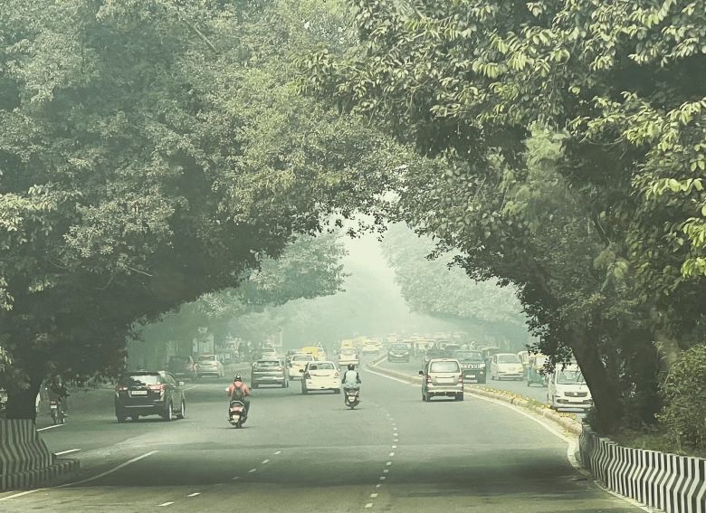 Capital Nova Dlhi tomada por fumaa de poluio em 3 de novembro de 2022. Crdito: Imagem divulgada pelo twitter @altafbthat 