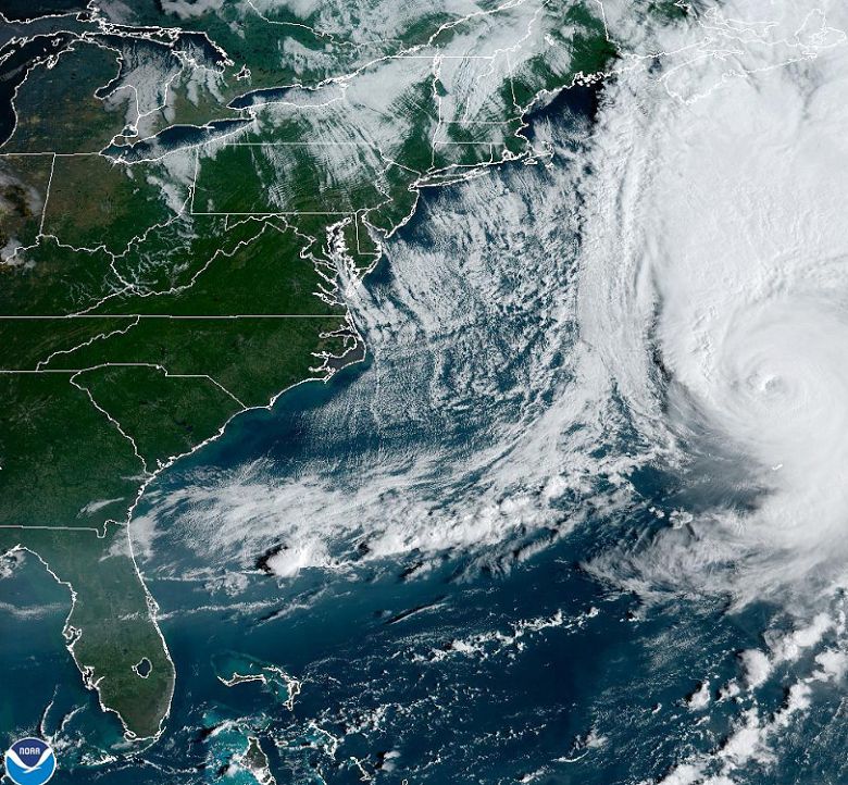 A imagem de sat�lite mostra detalhes da borda do furac�o Fiona j� influenciando a Nova Esc�cia, no Canad�. A regi�o entra em alerta a partir desta sexta-feira. Cr�dito: NOAA 