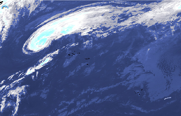 Imagem de satlite mostra a tempestade tropical Gaston se aproximando dos Aores s 12:00 UTC, dia 22 de setembro. Crdito: EUMETSAT/IPMA