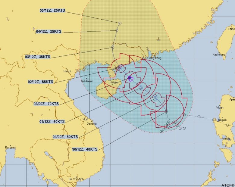 Trajeto estimado para Chaba nos pr�ximos dias. Cr�dito: JTWC