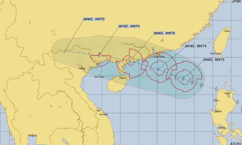 Trajeto estimado para Man-on, ou Florita, nos pr�ximos dias. Cr�dito: JTWC