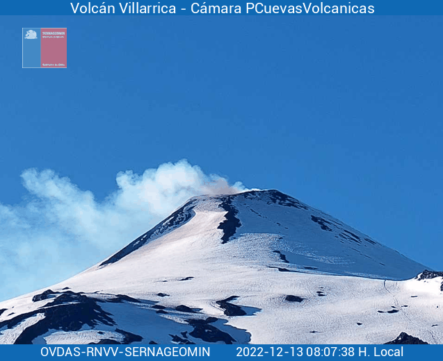 Imagem por webcam do vulco Villarica dia 13 de dezembro. Crdito: SERNAGEOMIN 