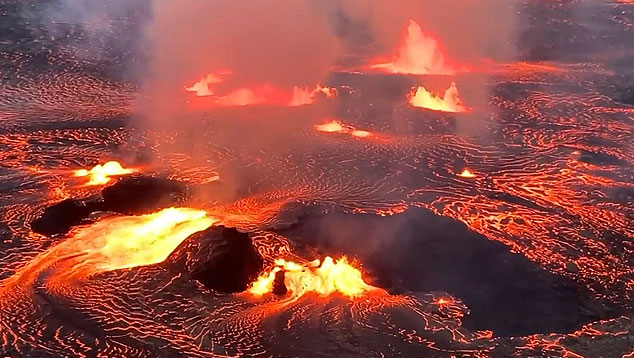 Nova erup��o do vulc�o Kilauea no Hava� em 7 de junho de 2023. Cr�dito: HVO/USGS