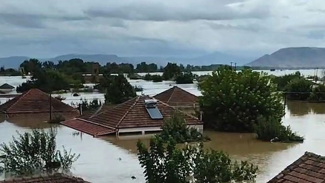 Zagora, no Monte Pelion, completamente debaixo d'�gua, ap�s passagem da tempestade Daniel. Cr�dito: Divulga��o via twitter @AphelionWeather 