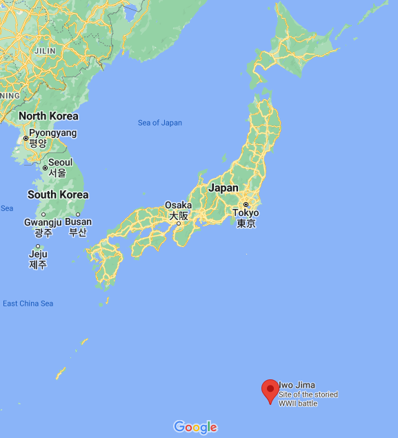 O Monte Kaitoku fica ao norte da Ilha Iwo Jima no Japo e sua ltima erupo foi registrada em 1986. Crdito: Google Maps