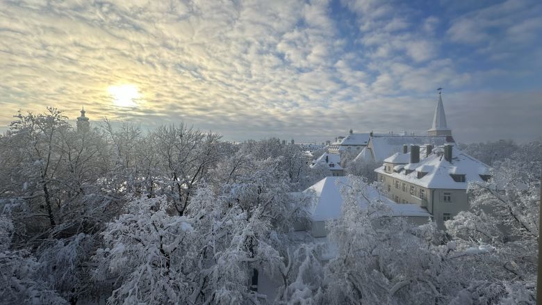 Moradora registra paisagem em Munique durante nevasca hist�rica da semana. Cr�dito: divulga��o via twitter @RonSukiRon