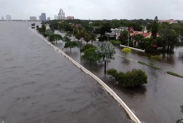 Viso de Tampa, na Flrida, aps passagem do furaco Idalia dia 30. Crdito: Divulgao via twitter @VozdeAmerica