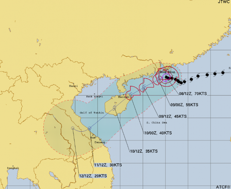Trajeto estimado para Koinu nos prximos dias. Crdito: JTWC