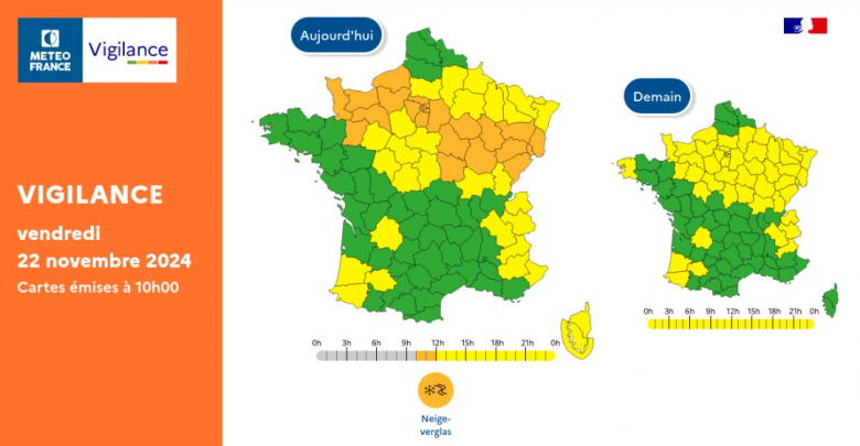 Vrias localidades francesas continuam em alerta para mais nevascas. Crdito: Mto France