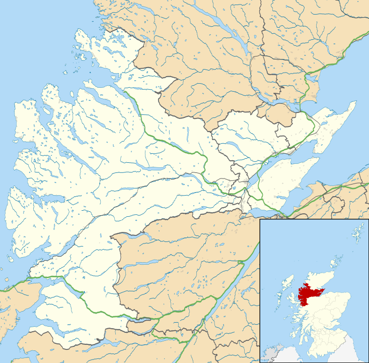Mapa mostra localizao do vilarejo de Kinlochewe nas Terras Altas da Esccia. Crdito: Contains Ordnance Survey data  Crown copyright and database right, CC BY-SA 3.0, https://commons.wikimedia.org/w/index.php?curid=14413410