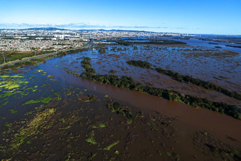 Imagem ilustrativa. Viso area de Eldorado do Sul (RS) em visita de autoridades no contexto da emergncia climtica e recuperao da regio. Crdito: Mauricio Tonetto/Secom/Fotos Pblicas  