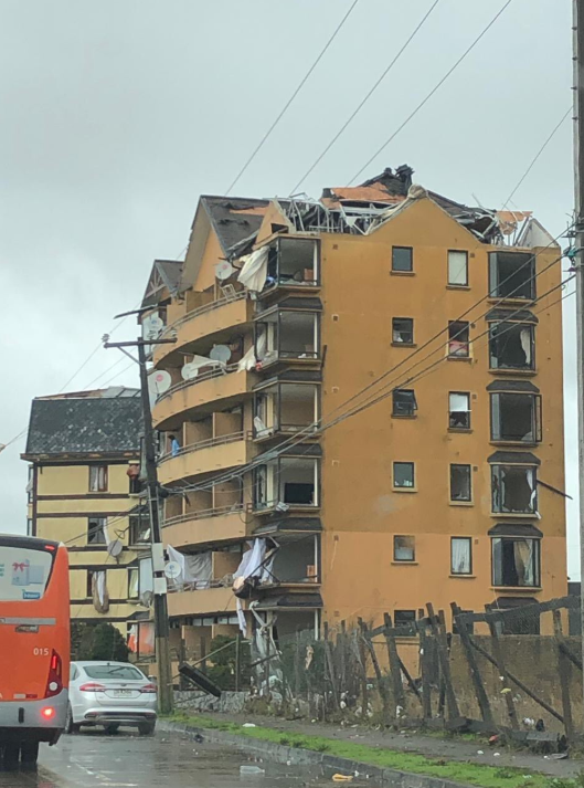 rea urbana de Concepcin sofreu graves danos com 2 tornados em 2019. Crdito: redes sociais chilenas  