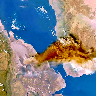 Erup��o do vulc�o Hayli Gubbi, no nordeste da Eti�pia vista pelo sat�lite Aqua, dia 23. Cr�dito: NASA/divulga��o via Instagram @space.for.earth