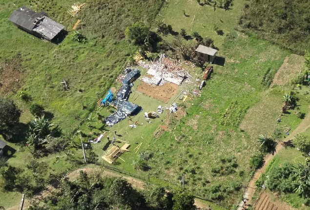 Imagens capturadas por drone ajudaram na avalia��o dos estragos em Santo Amaro da Imperatriz. Cr�dito: Defesa Civil de SC