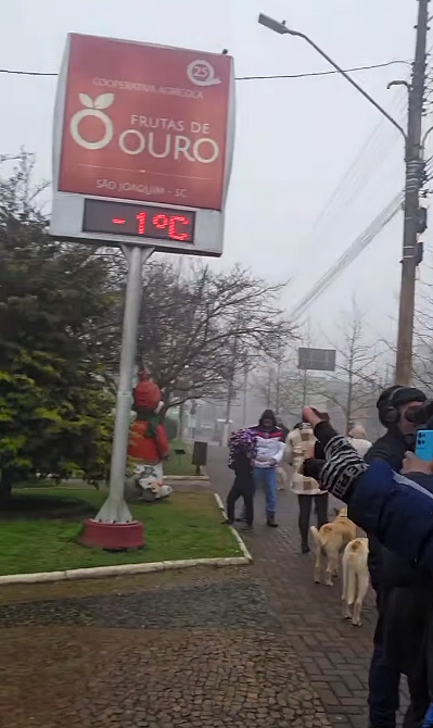 Neve caiu com grande intensidade em S�o Joaquim, em Santa Catarina, no dia 9. Cr�dito: divulga��o via Instragram @saojoaquimonline.com.br 