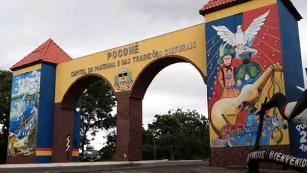 Entrada da cidade de Pocon�, pertencente ao Pantanal de Mato Grosso. Cr�dito: divulga��o Prefeitura de Pocon�. 